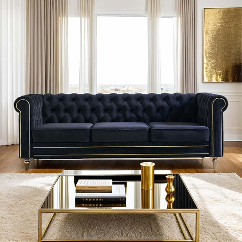 Velvet sofa with gold - velvet,